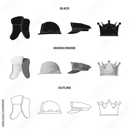 Vector design of headgear and cap icon. Set of headgear and accessory vector icon for stock.