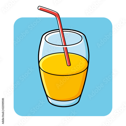 Glass of fresh orange juice icon.