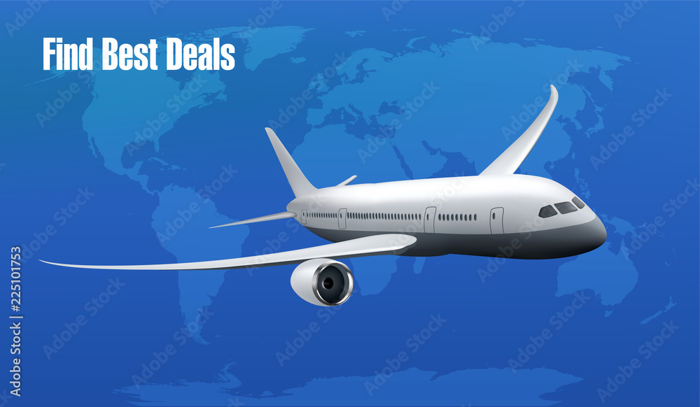 Realistic Vector Banner for Cheap Flights Business Promotion - Template Mockup Easy to Edit