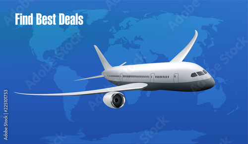 Realistic Vector Banner for Cheap Flights Business Promotion - Template Mockup Easy to Edit