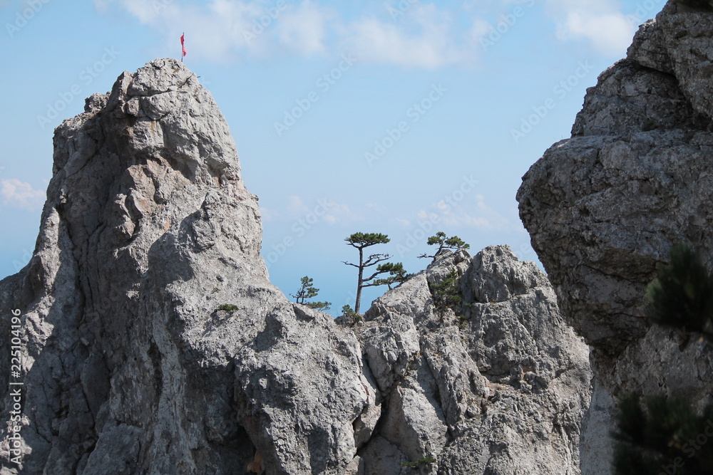 climber on top of mountain
