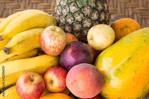 Tropical fruits  photographed on white background