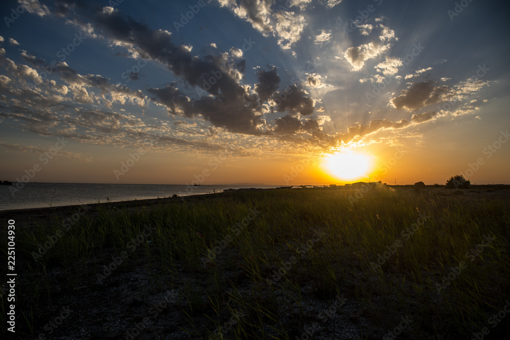 Amazing view of clear sea landscape with cloudy sky as a background Sunset time. Amazing view of clear sea landscape with cloudy sky as a background Sunset time.