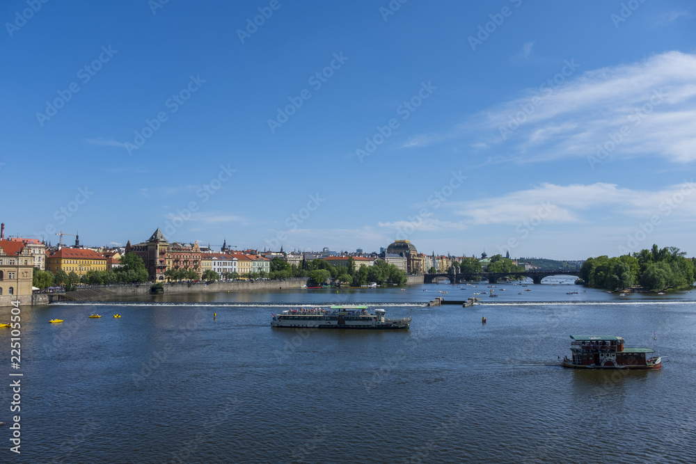 view of the river in prague view of the river in prague