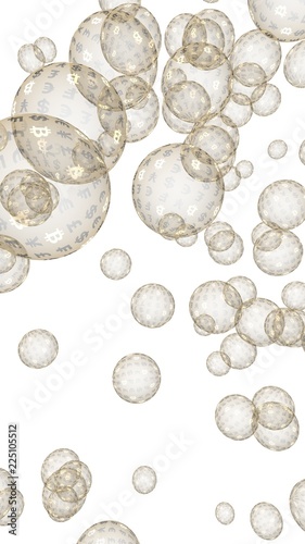Fototapeta Naklejka Na Ścianę i Meble -  Ethereum economic financial bubble. Cryptocurrency 3D illustration. Business concept. Golden bubbles on a white background