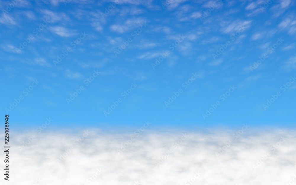 Blue sky background with white clouds. Cumulus white clouds in the clear blue sky in the morning. 3D illustration Blue sky background with white clouds. Cumulus white clouds in the clear blue sky in the morning. 3D illustration
