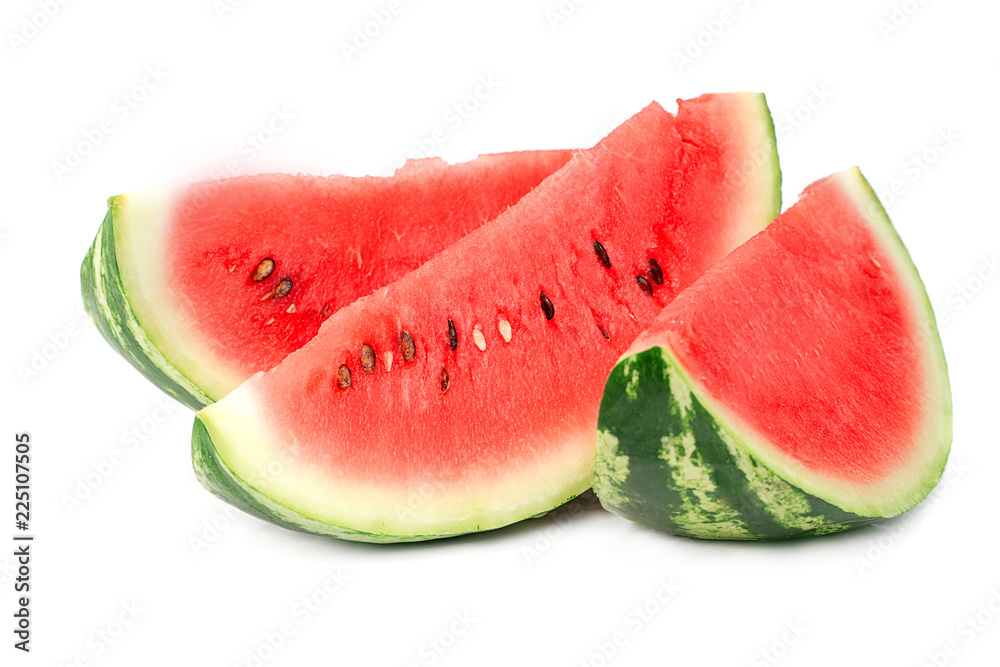 Sliced ripe watermelon on white background. Closeup of watermelon Sliced ripe watermelon on white background. Closeup of watermelon