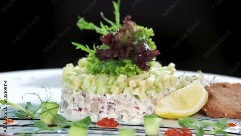 Herring tartare macro. Delicious restaurant food. Herring tartare macro. Delicious restaurant food.