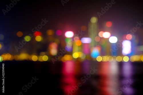 blurred Hong Kong cityscape at night © nui7711