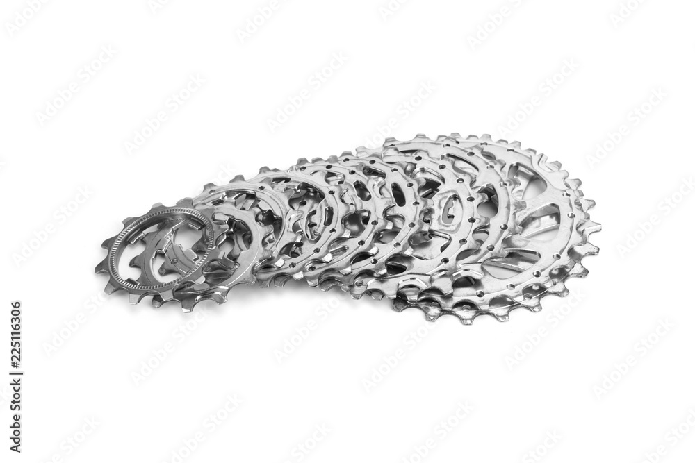 Road bike rear cassette isolated on white background.