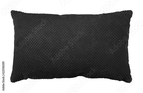 Black pillow isolated on white background. Soft cushion in modern style. ( Clipping path )