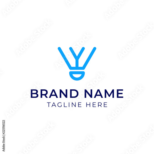 Simple Monoline Shuttlecock Badminton Logo