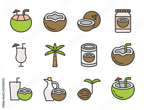 coconut filled outline icon editable stroke