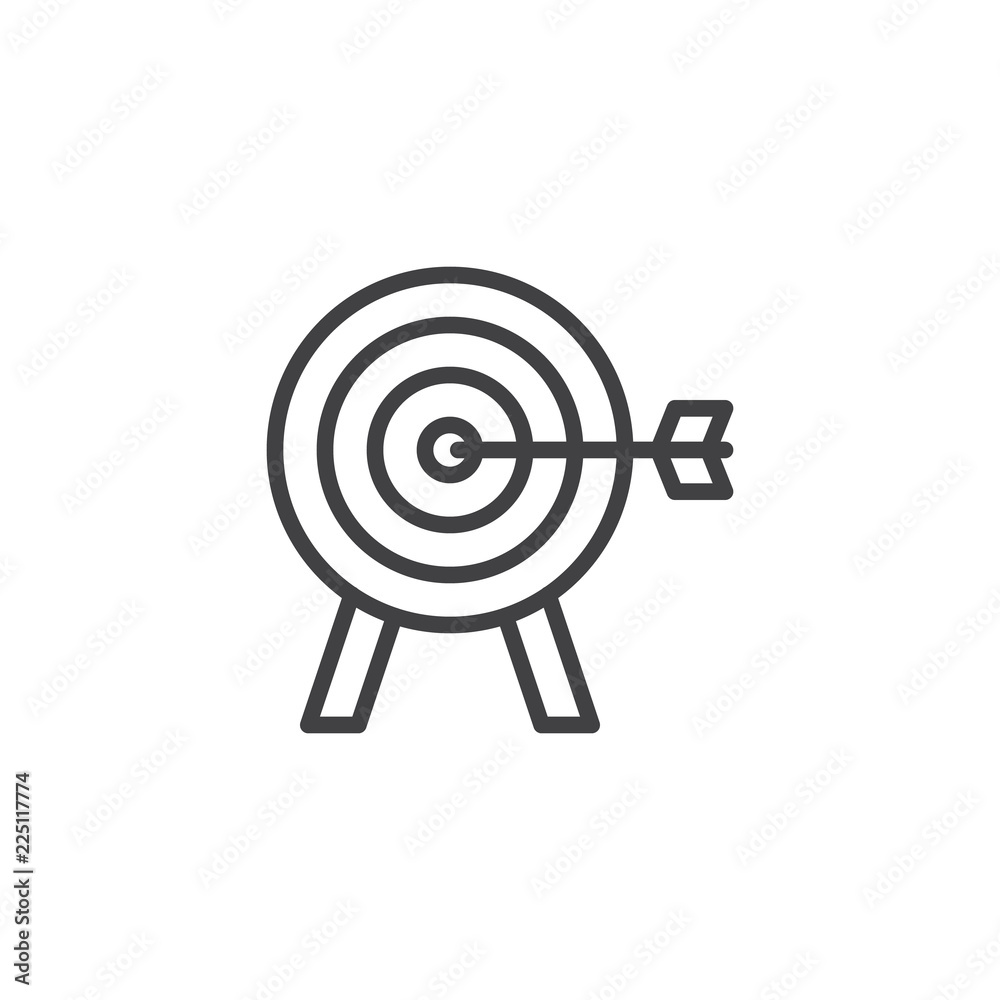 Target with arrow outline icon. linear style sign for mobile concept and web design. goal success achievement simple line vector icon. Symbol, logo illustration. Pixel perfect vector graphics Target with arrow outline icon. linear style sign for mobile concept and web design. goal success achievement simple line vector icon. Symbol, logo illustration. Pixel perfect vector graphics