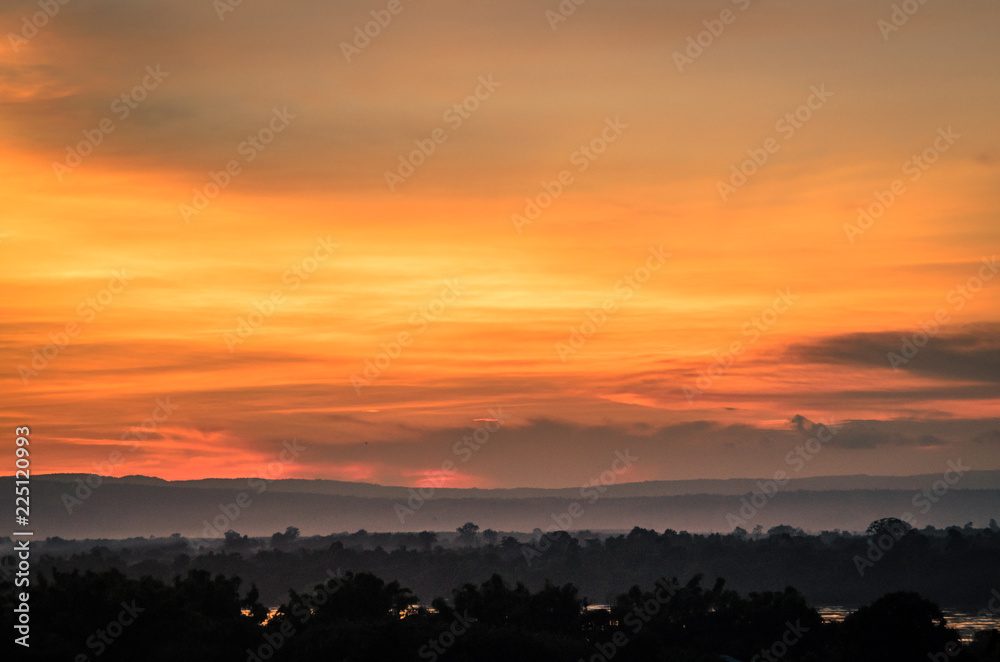 Scenic view of mountains against sky during sunset image