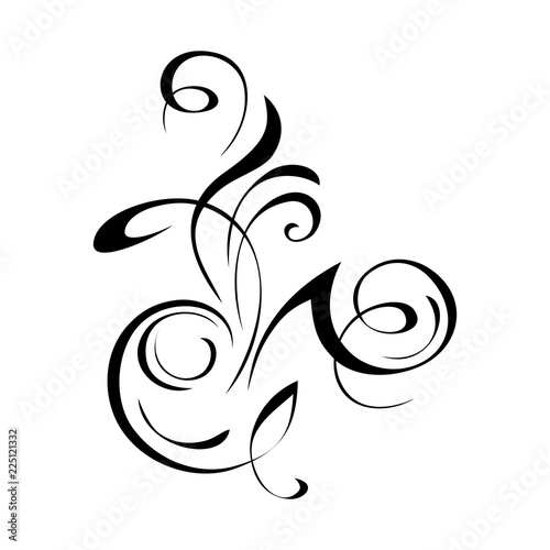 ornament 332. abstract pattern with curls in black lines on white background