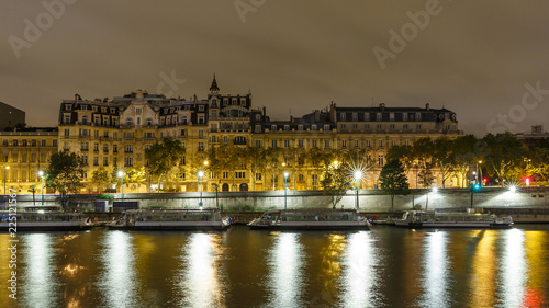 The embankment of Paris at night