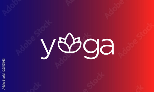 Yoga Typography Logo with Lotus Icon with Gradient Design 