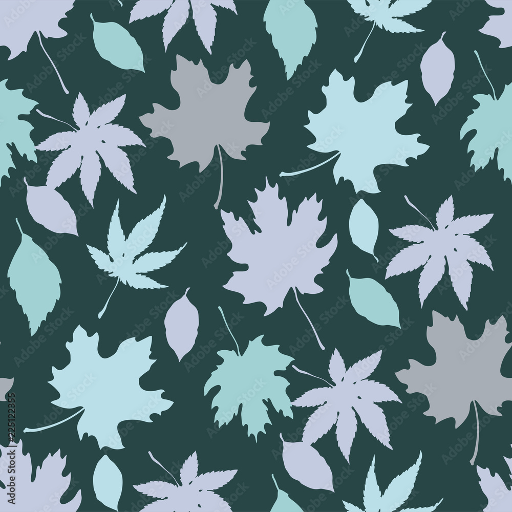 Seamless vector pattern with autumn leaves in silhouettes Seamless vector pattern with autumn leaves in silhouettes