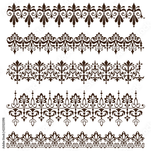Vintage ornaments, design elements, floral frames, patterned corners, decor curb art nouveau