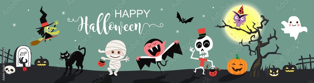 Obraz premium Happy Halloween greetings template vector. Vector illustration.