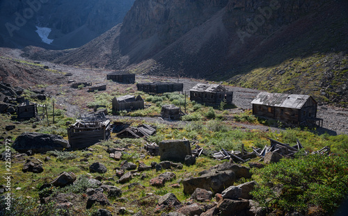 Abandoned Uranium mine in Marble ValleyStalins Gulag camp (Borlug) in Kodar ridge photo