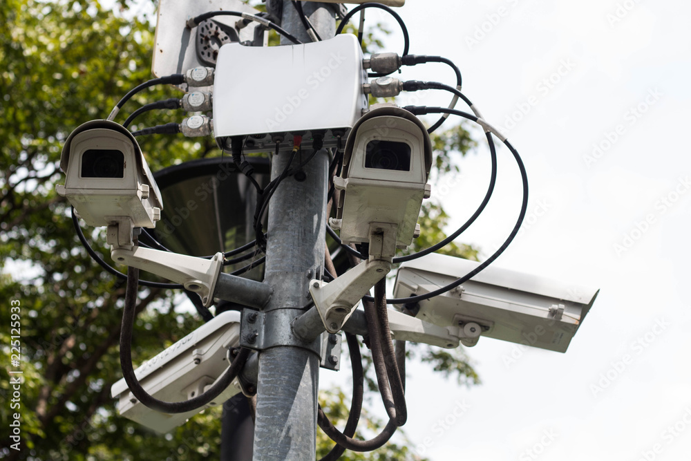 CCTV used in public places to ensure greater public safety and control security in park. CCTV used in public places to ensure greater public safety and control security in park.