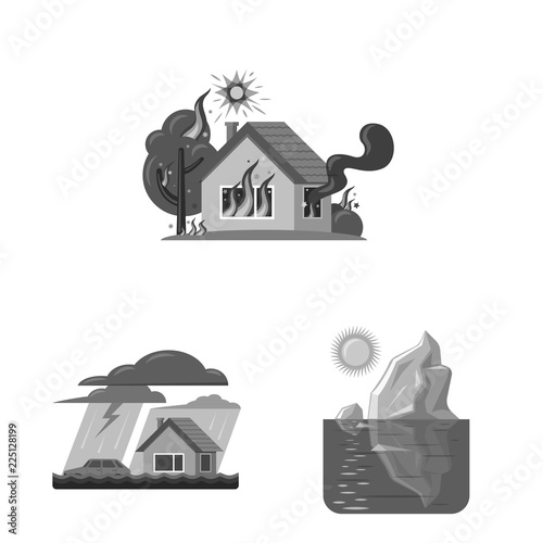 Isolated object of natural and disaster sign. Set of natural and risk stock symbol for web.