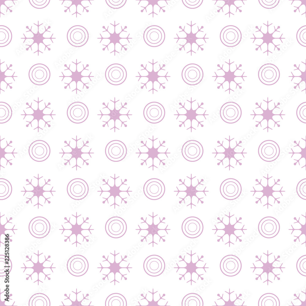Winter seamless pattern with  snowflakes, circles.