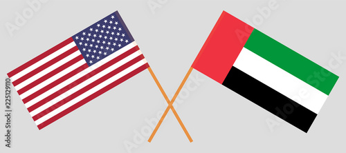 USA and UAE. Flags of United States of America and Arab Emirates. Official colors. Correct proportion. Vector