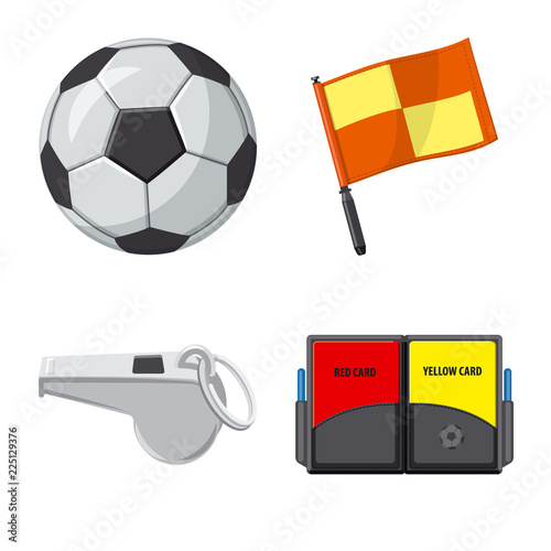 Vector illustration of soccer and gear icon. Set of soccer and tournament stock vector illustration.