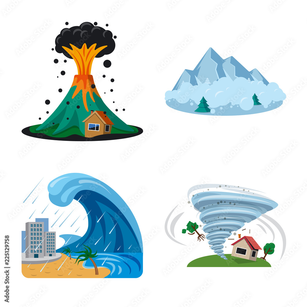 Isolated object of natural and disaster symbol. Set of natural and risk vector icon for stock.