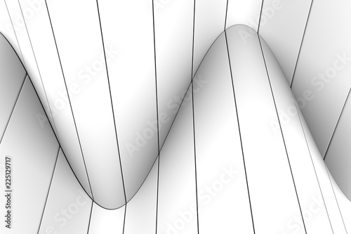 black and white abstract background with wave line 3d illustration