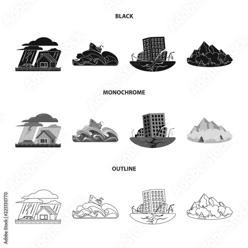 Vector illustration of natural and disaster icon. Collection of natural and risk vector icon for stock.