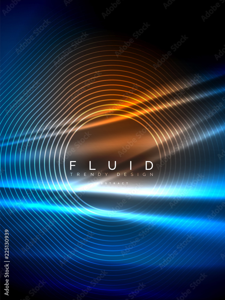 Neon glowing wave, magic energy and light motion background. Vector illustration Neon glowing wave, magic energy and light motion background. Vector illustration