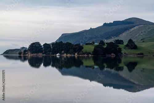 Trees & hills reflected in the still sea © Andrea