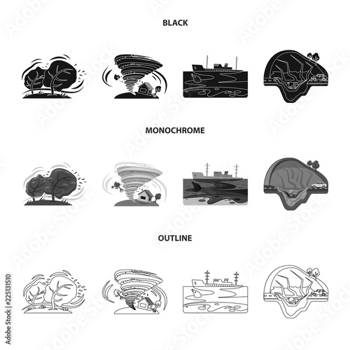 Vector design of natural and disaster icon. Set of natural and risk stock vector illustration.