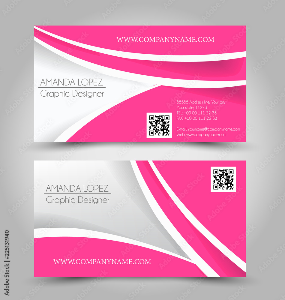 Business card set template. Pink color. Corporate identity vector illustration.