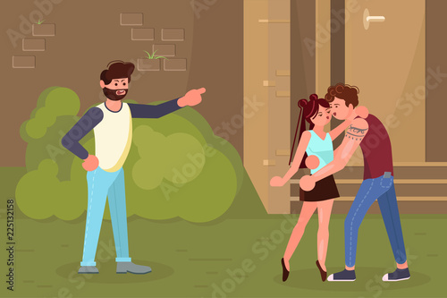 Father scold to daughter teeneger
