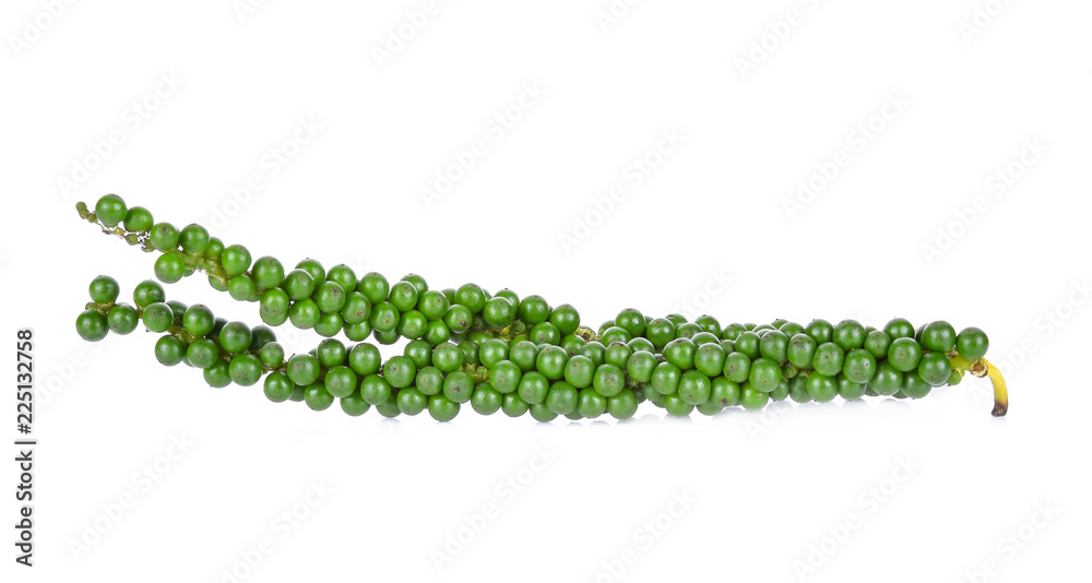 Fresh green peppercorns isolated on a white background Fresh green peppercorns isolated on a white background