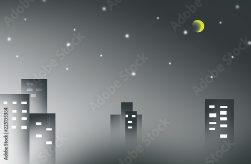 Background blue,building and stars and moon on the sky ,illustration,popular.