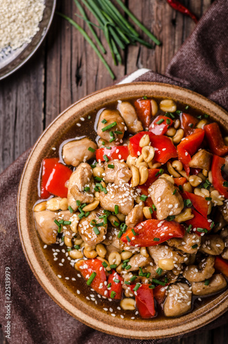 Homemade kung pao chicken stir fry food