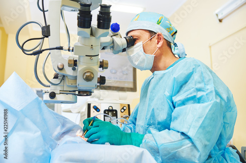 eyesight correction. surgeon doctor in operation room