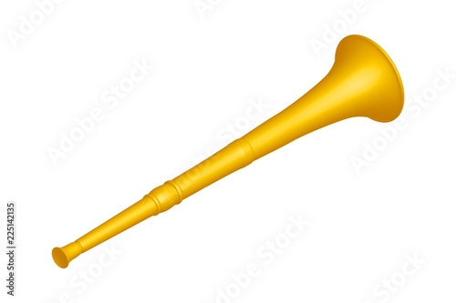 Yellow vuvuzela trumpet football fan. Vuvuzela isolated on a white background. Vector illustration