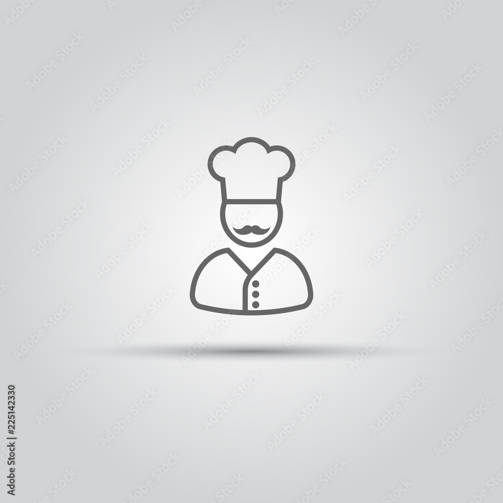Chef with mustache isolated vector line icon