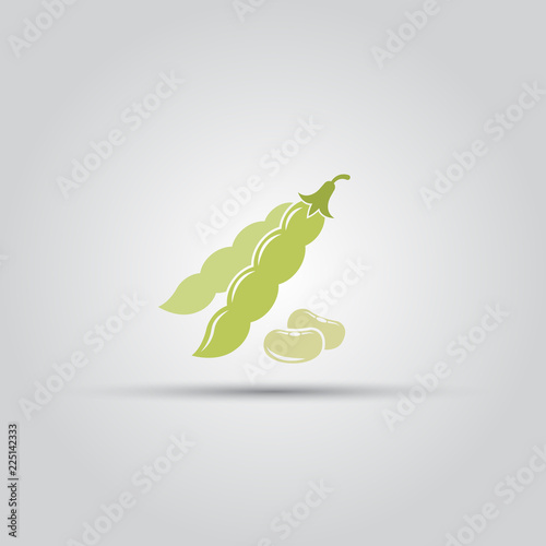 Green beans pod isolated vector colored icon