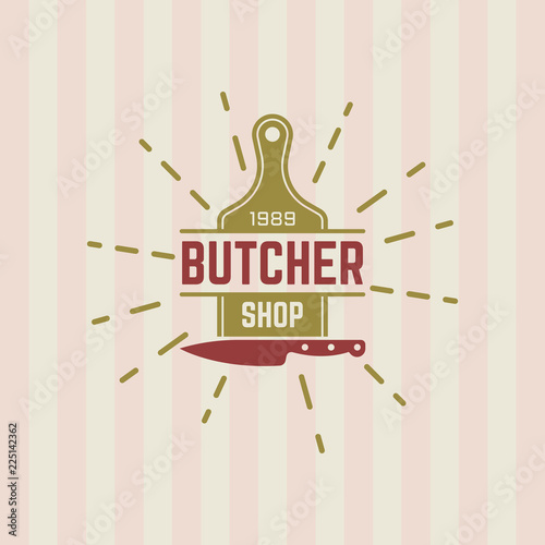 Butcher shop vector vintage label or badge