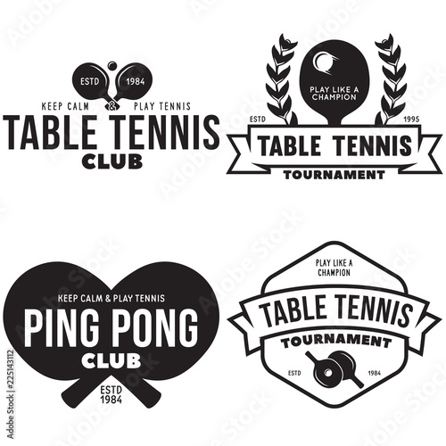 vector set of ping pong logos, emblems and design elements. Table tennis logotype templates and badges.