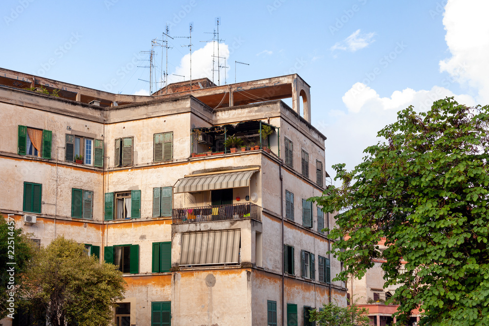 Fototapeta premium Residentail aprtment buildings in the suburb of Garbatella