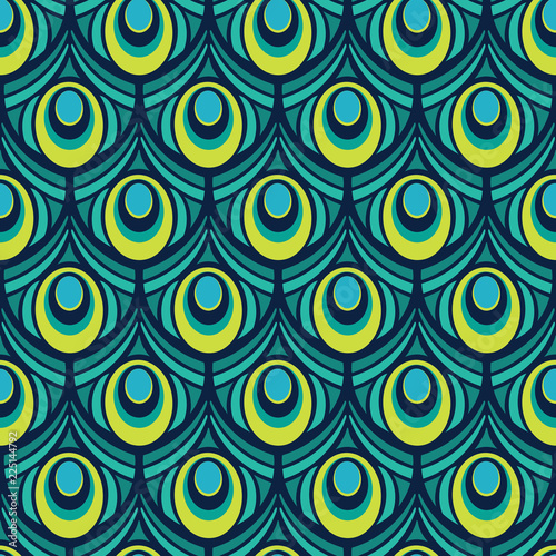 Bright Decorative Peacock Feather Seamless Pattern